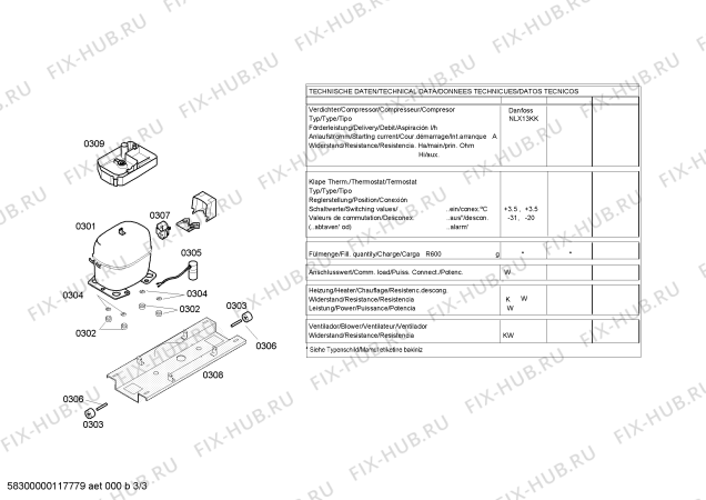 Взрыв-схема холодильника Bosch KGV36X00FF - Схема узла 03