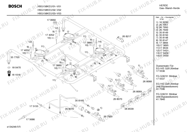 Схема №3 HSG158KEU, Bosch с изображением Инструкция по эксплуатации для духового шкафа Bosch 00580486