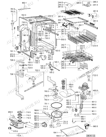 Схема №1 ADG 674 FD с изображением Обшивка для электропосудомоечной машины Whirlpool 480140102947