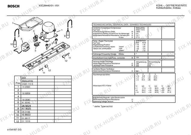 Взрыв-схема холодильника Bosch KIE28440 - Схема узла 03