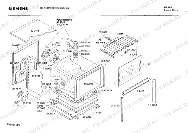 Схема №1 0750141185 HEE642M с изображением Корпус духовки для электропечи Bosch 00230833