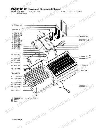 Взрыв-схема плиты (духовки) Neff 1312040601 1076/211CSM - Схема узла 05