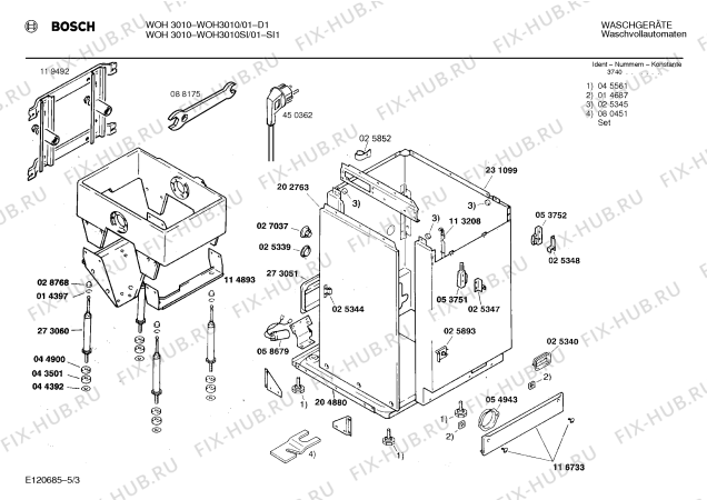 Взрыв-схема стиральной машины Bosch WOH3010SI, WOH3010 - Схема узла 03