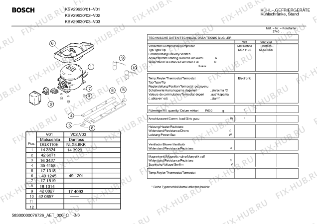 Взрыв-схема холодильника Bosch KSV29630 - Схема узла 03