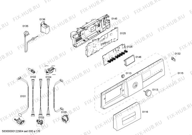 Схема №5 WM16E490 с изображением Силовой модуль для стиралки Siemens 00664480