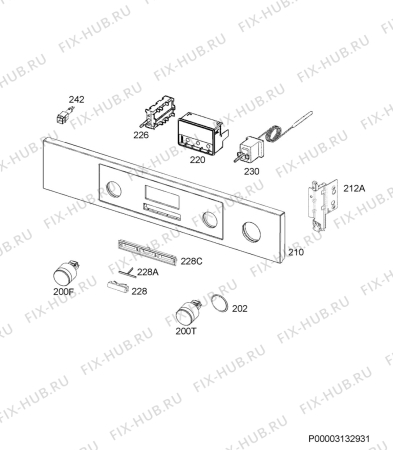 Взрыв-схема плиты (духовки) Zanussi ZOS35902XU - Схема узла Command panel 037