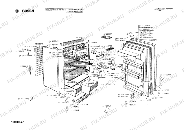 Схема №2 0702164077 KS162E с изображением Крышка для холодильной камеры Bosch 00075130
