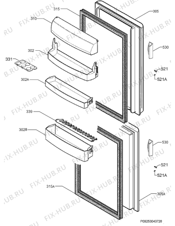 Взрыв-схема холодильника Rosenlew RJP3532 - Схема узла Door 003