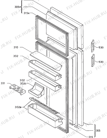 Взрыв-схема холодильника Elektro Helios KF236-3FF - Схема узла Door 003