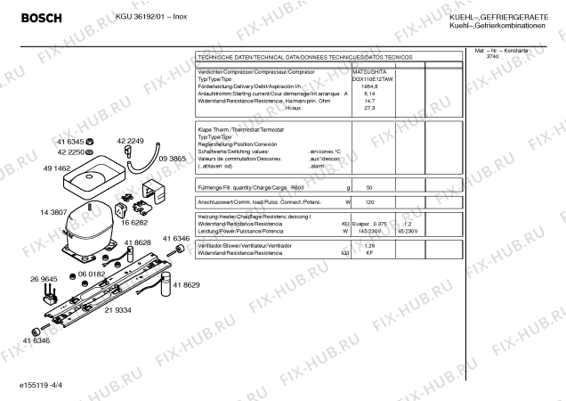 Взрыв-схема холодильника Bosch KGU36192 - Схема узла 04