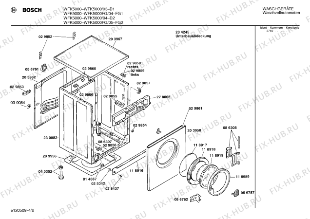 Схема №3 WFK5000 с изображением Панель управления для стиральной машины Bosch 00118958