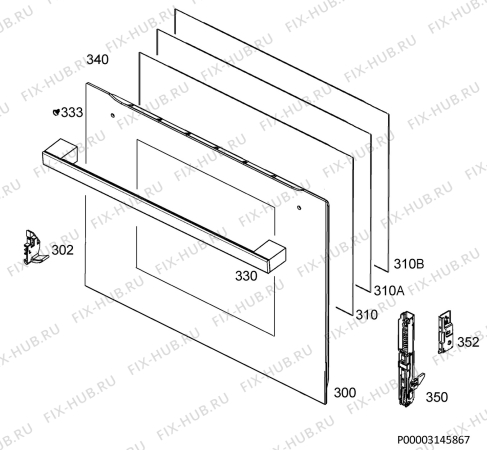Взрыв-схема плиты (духовки) Faure FZB27901XU - Схема узла Door