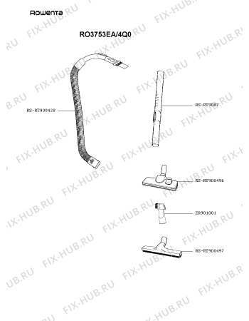 Взрыв-схема пылесоса Rowenta RO3753EA/4Q0 - Схема узла 0P005256.0P2