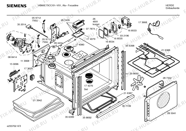 Взрыв-схема плиты (духовки) Siemens HB66E75CC - Схема узла 03