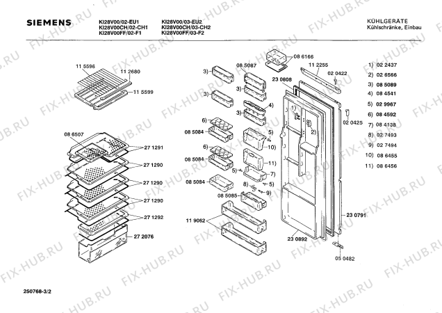 Схема №2 KIV2830 с изображением Внешняя дверь для холодильной камеры Bosch 00230791