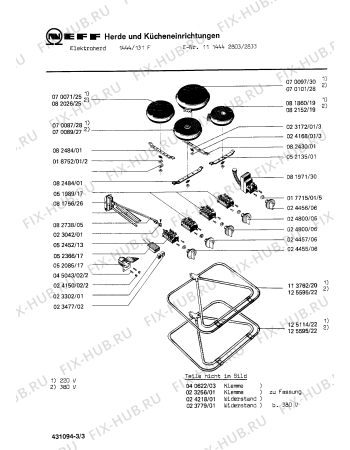 Взрыв-схема плиты (духовки) Neff 1114442833 1444/131F - Схема узла 03