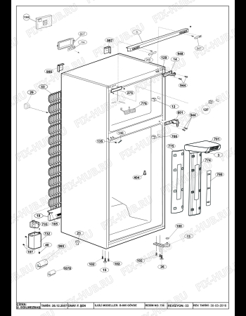 Взрыв-схема холодильника Beko DNE26020 (7271643103) - B805/FOAMED CABINET/