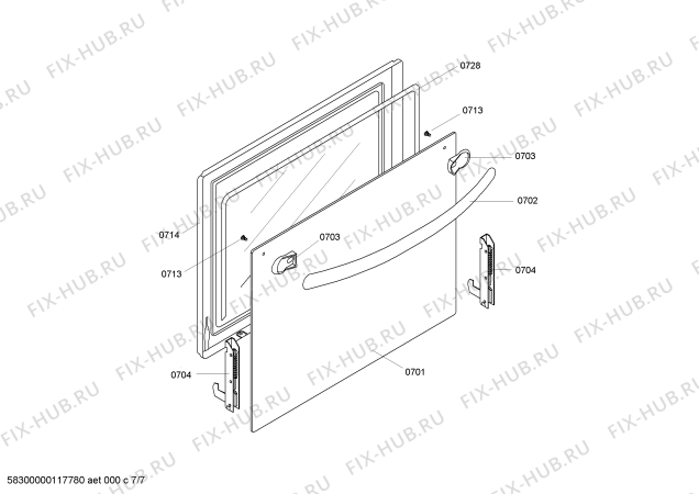 Взрыв-схема плиты (духовки) Bosch HSW745020E - Схема узла 07