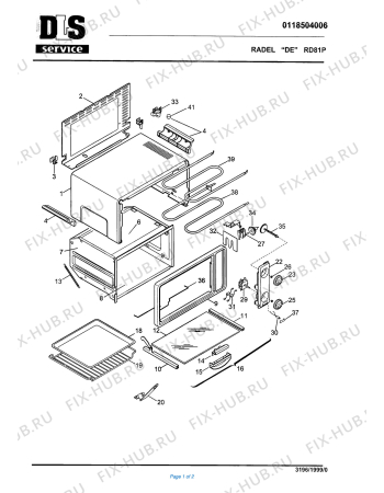 Схема №1 RD81P с изображением Обшивка для плиты (духовки) DELONGHI 5918111800