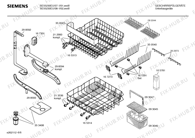 Взрыв-схема посудомоечной машины Siemens SE55230EU - Схема узла 06