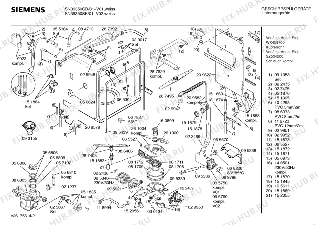 Взрыв-схема посудомоечной машины Siemens SN39350CD - Схема узла 02