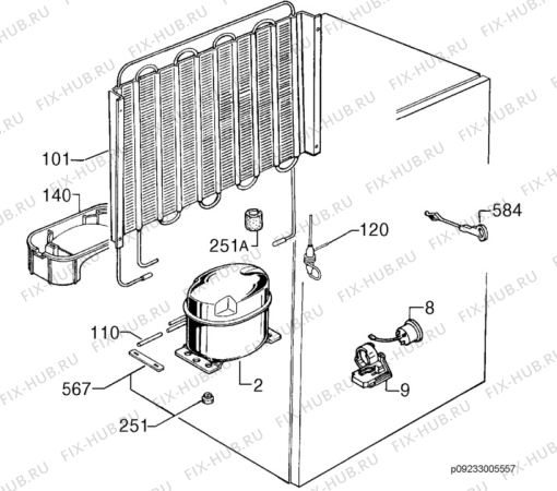 Взрыв-схема холодильника Privileg 643297_8123 - Схема узла Cooling system 017