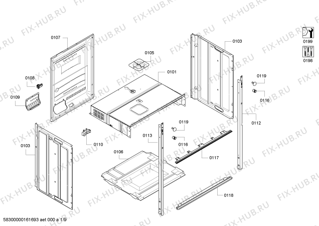 Взрыв-схема плиты (духовки) Bosch HBM56B551B - Схема узла 02