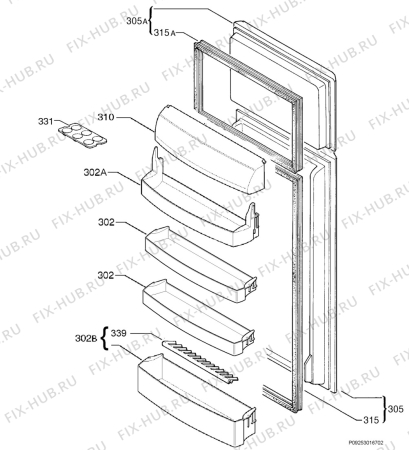 Взрыв-схема холодильника Zanussi ZRD20S - Схема узла Door 003