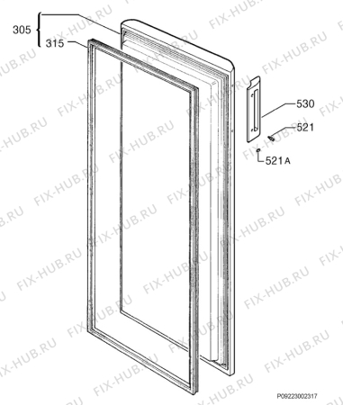 Взрыв-схема холодильника Zanussi ZFC180 - Схема узла Door 003