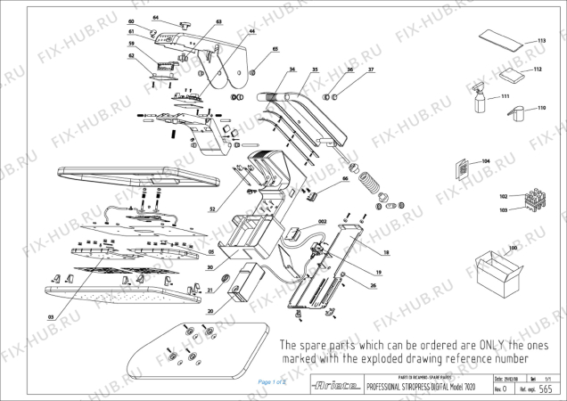 Схема №1 PROFESSIONAL STIRO PRESS DIGIT с изображением Запчасть для комплектующей ARIETE AT6285500600