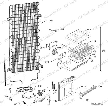 Взрыв-схема холодильника Electrolux EN3440COX - Схема узла Cooling system 017