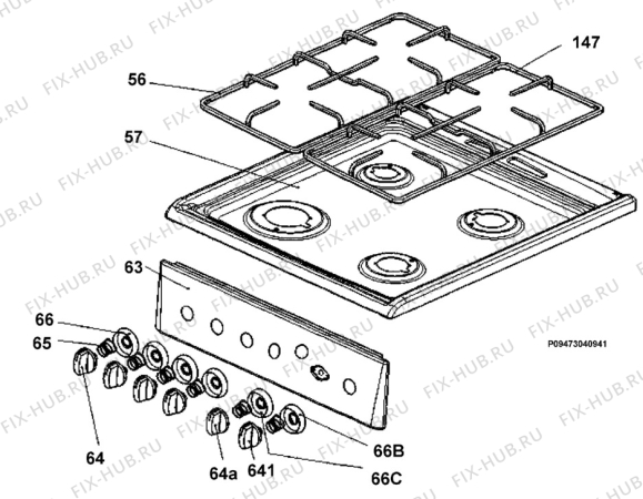 Взрыв-схема плиты (духовки) Aeg Electrolux 11325GM-M - Схема узла Section 4