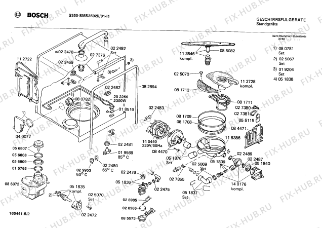 Взрыв-схема посудомоечной машины Bosch SMS3502II S 350 - Схема узла 02