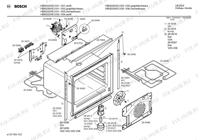 Взрыв-схема плиты (духовки) Bosch HBN226AEU - Схема узла 02