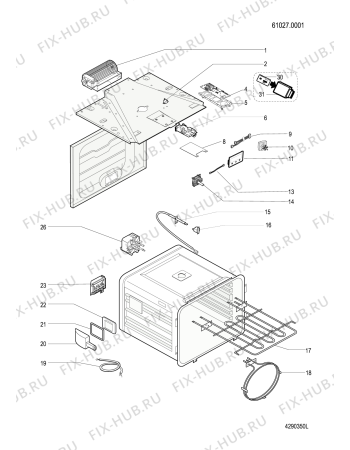 Взрыв-схема плиты (духовки) Hotpoint-Ariston FHS89PMIXHAS (F080448) - Схема узла