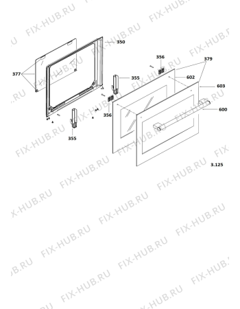 Схема №5 FYGX (F077399) с изображением Дверь (стекло) духовки для электропечи Indesit C00292702