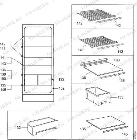 Взрыв-схема холодильника Zanussi ZFV345R - Схема узла Section 2