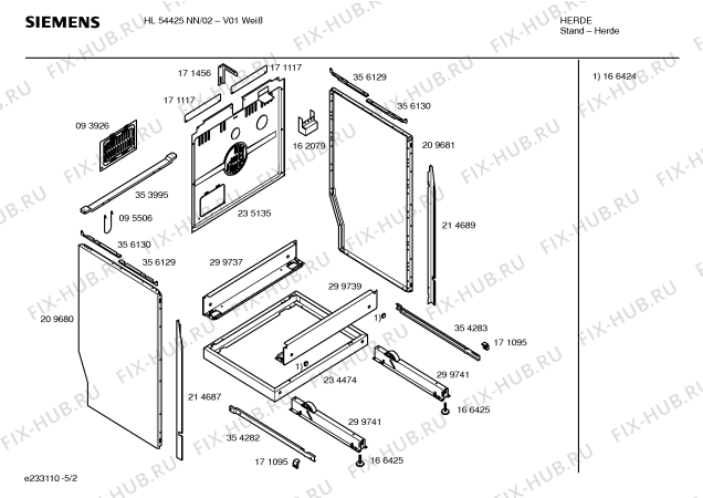 Схема №5 HL54425NN с изображением Инструкция по эксплуатации для плиты (духовки) Siemens 00523249