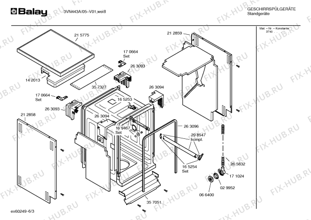 Схема №4 3VN443A с изображением Инструкция по эксплуатации для электропосудомоечной машины Bosch 00528247