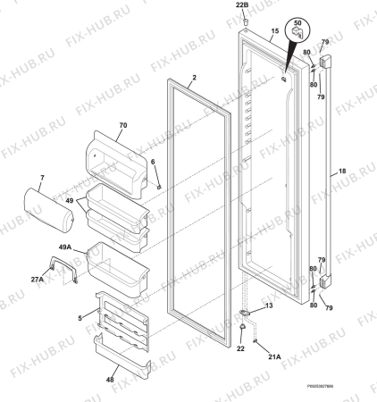 Взрыв-схема холодильника Aeg Electrolux S75628SK4 - Схема узла Refrigerator door