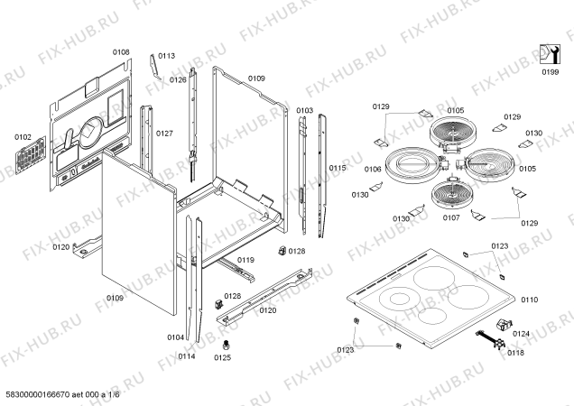 Схема №6 HCE743220F с изображением Кабель для электропечи Bosch 00659814