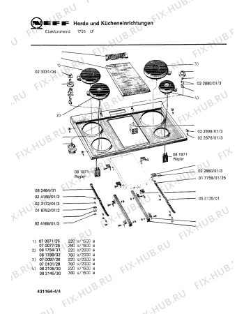 Взрыв-схема плиты (духовки) Neff 1755UF - Схема узла 04