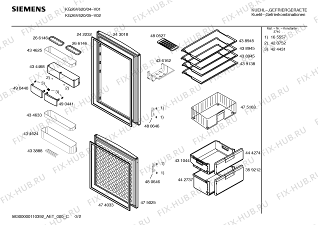 Схема №3 KG36S3D1 с изображением Поднос для холодильника Siemens 00434624