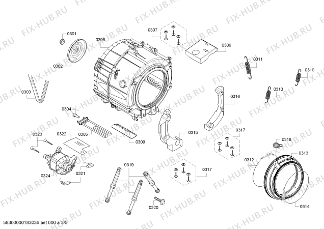 Взрыв-схема стиральной машины Bosch WAK2426SIR - Схема узла 03