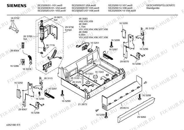 Взрыв-схема посудомоечной машины Siemens SE23200 - Схема узла 05