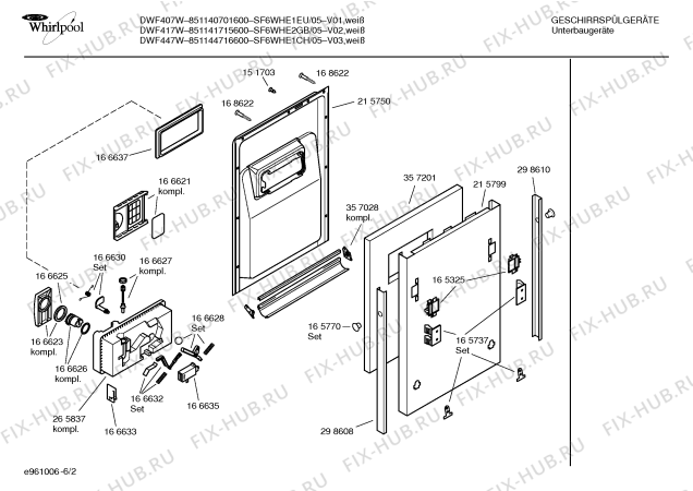 Взрыв-схема посудомоечной машины Whirlpool SF6WHE2GB DWF417W - Схема узла 02