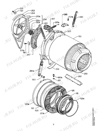 Взрыв-схема стиральной машины Aeg LAV1251VI-W - Схема узла Tub and drum