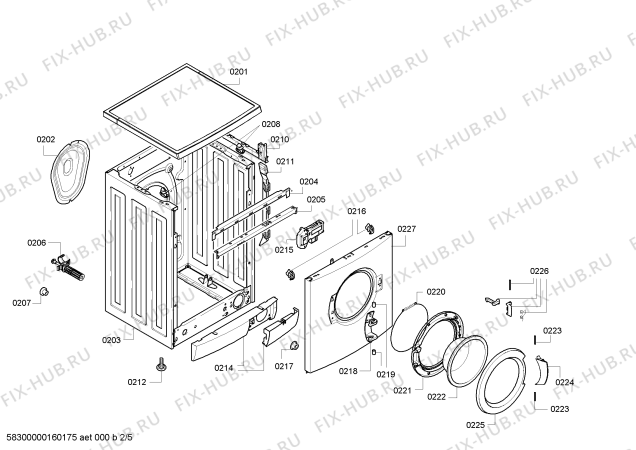 Взрыв-схема стиральной машины Bosch WAE16262BC Maxx 6 VarioPerfect - Схема узла 02