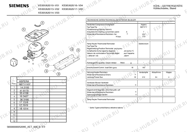 Взрыв-схема холодильника Siemens KS30U620 - Схема узла 03