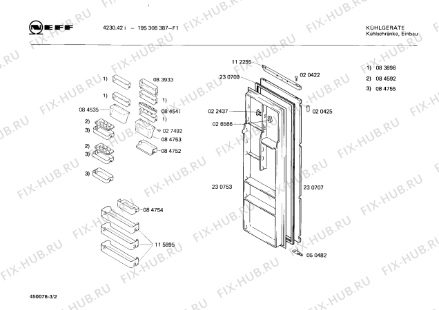 Схема №1 195307163 GB-4228.42I с изображением Поднос для холодильной камеры Bosch 00115895